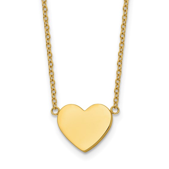 Chisel Stainless Steel Polished Yellow IP-plated Heart on a 16 inch Plus a 2 inch Extension Cable Chain Necklace