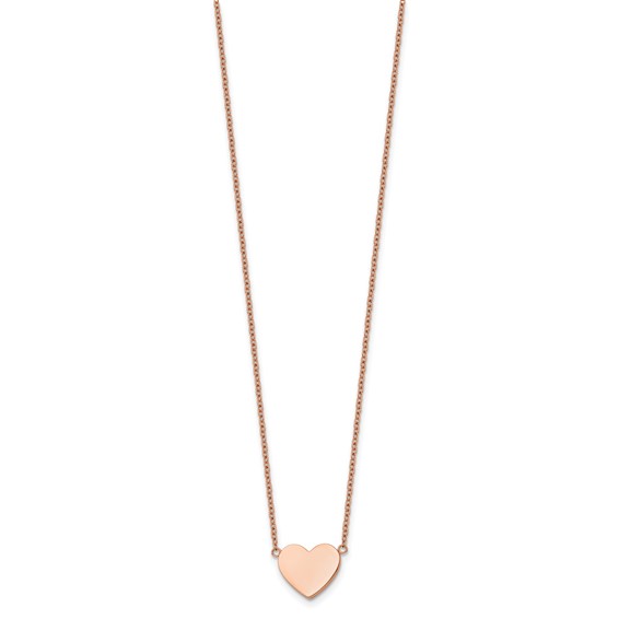 Chisel Stainless Steel Polished Rose IP-plated Heart on a 16 inch Plus a 2 inch Extension Cable Chain Necklace