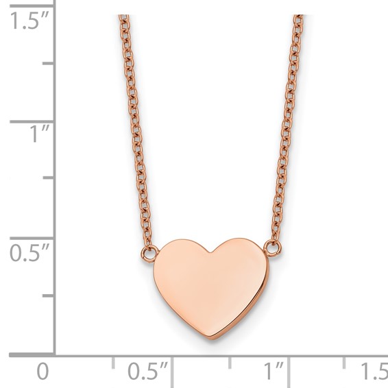 Chisel Stainless Steel Polished Rose IP-plated Heart on a 16 inch Plus a 2 inch Extension Cable Chain Necklace