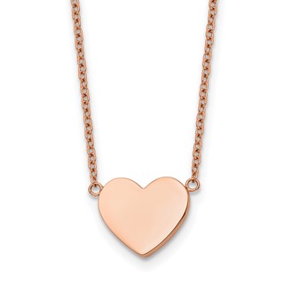 Chisel Stainless Steel Polished Rose IP-plated Heart on a 16 inch Plus a 2 inch Extension Cable Chain Necklace