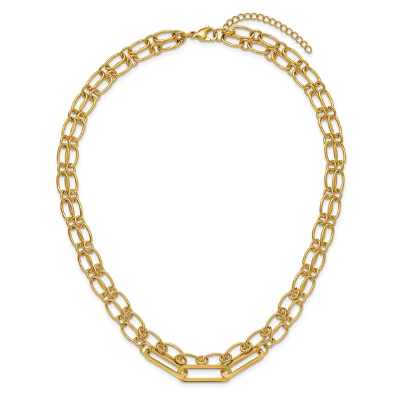 Chisel Stainless Steel Polished Yellow IP-plated Layered 18 inch Plus a 2 inch Extension Necklace