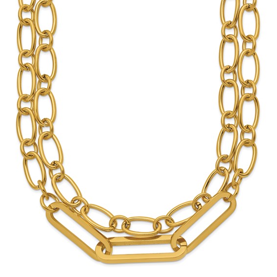 Chisel Stainless Steel Polished Yellow IP-plated Layered 18 inch Plus a 2 inch Extension Necklace