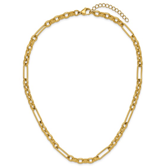 Chisel Stainless Steel Polished Yellow IP-plated 18 inch Plus 1.75 inch Extension Link Necklace