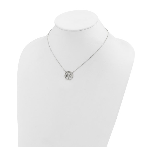 Chisel Stainless Steel Polished and Textured Tree on a 16 inch Plus a 2 inch Extension Cable Chain Necklace