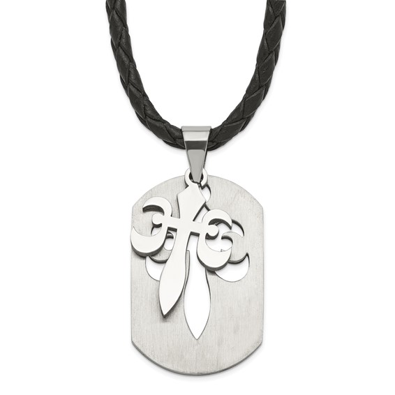 Stainless Steel Fleur de Lis Cut-out Dog Tag Necklace