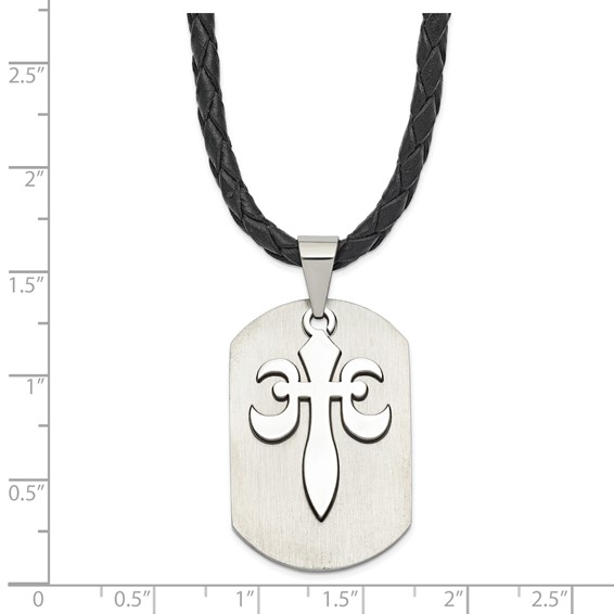 Stainless Steel Fleur de Lis Cut-out Dog Tag Necklace