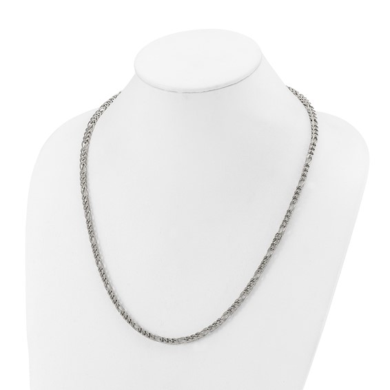 Chisel Stainless Steel Polished 4mm 24 inch Fancy Figaro Chain Necklace