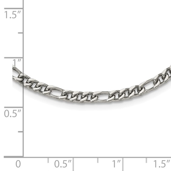 Chisel Stainless Steel Polished 4mm 24 inch Fancy Figaro Chain Necklace