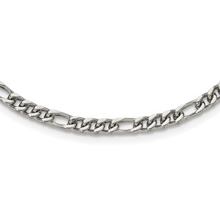 Chisel Stainless Steel Polished 4mm 24 inch Fancy Figaro Chain Necklace