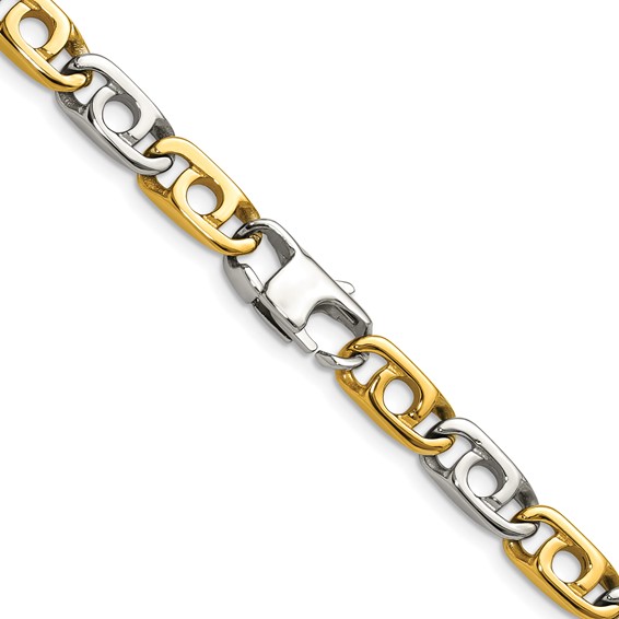 Chisel Stainless Steel Polished Yellow IP-plated 6mm 24 inch Anchor Chain Necklace