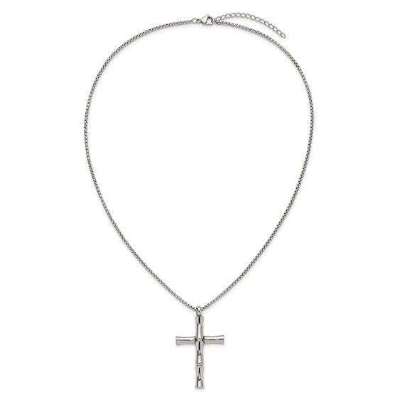 Chisel Stainless Steel Polished Cross Pendant on a 20 inch Box Chain Necklace
