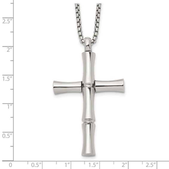 Chisel Stainless Steel Polished Cross Pendant on a 20 inch Box Chain Necklace