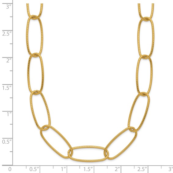 Chisel Stainless Steel Polished Textured Yellow IP-plated Open Link 16 inch Plus a 2 inch Extension Necklace