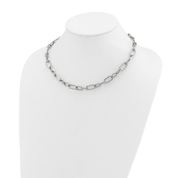 Chisel Stainless Steel Polished 9mm 16 inch Plus  2 inch Extension Open Link Necklace