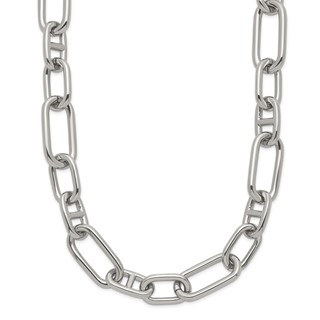 Chisel Stainless Steel Polished 9mm 16 inch Plus  2 inch Extension Open Link Necklace