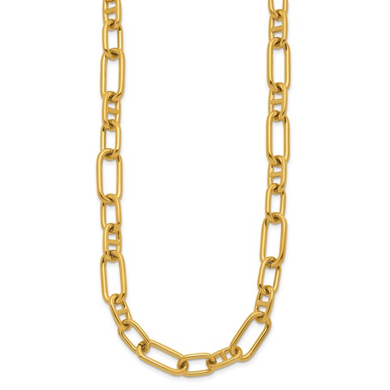 Chisel Stainless Steel Polished Yellow IP-Plated 9mm 17 inch Plus  2 inch Extension Open Link Necklace