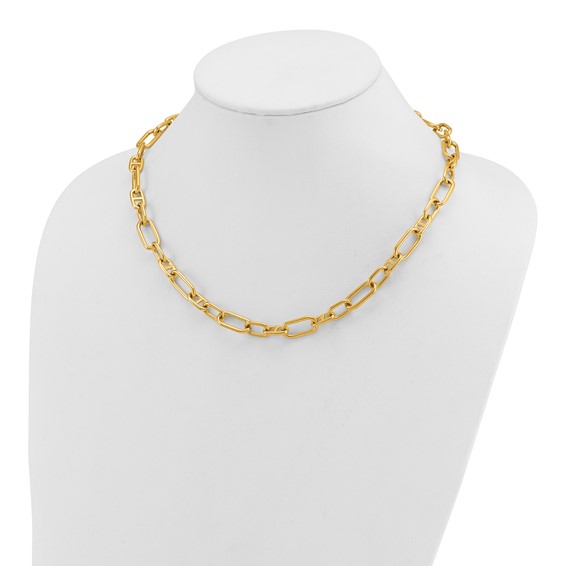 Chisel Stainless Steel Polished Yellow IP-Plated 9mm 17 inch Plus  2 inch Extension Open Link Necklace