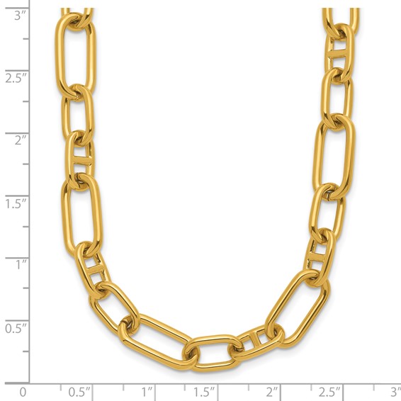 Chisel Stainless Steel Polished Yellow IP-Plated 9mm 17 inch Plus  2 inch Extension Open Link Necklace