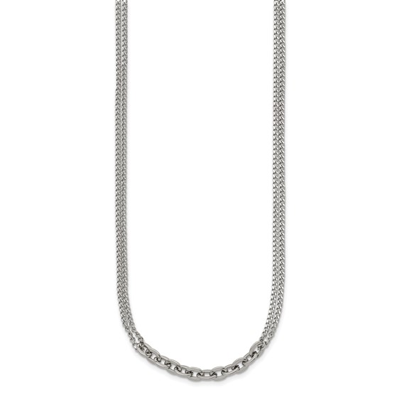 Chisel Stainless Steel Polished Two-Strand 18 inch Plus 2 inch Extension Necklace