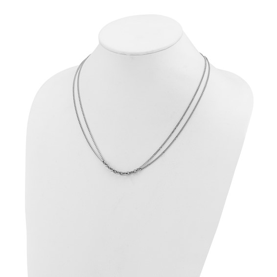 Chisel Stainless Steel Polished Two-Strand 18 inch Plus 2 inch Extension Necklace
