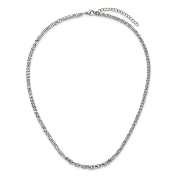Chisel Stainless Steel Polished Two-Strand 18 inch Plus 2 inch Extension Necklace