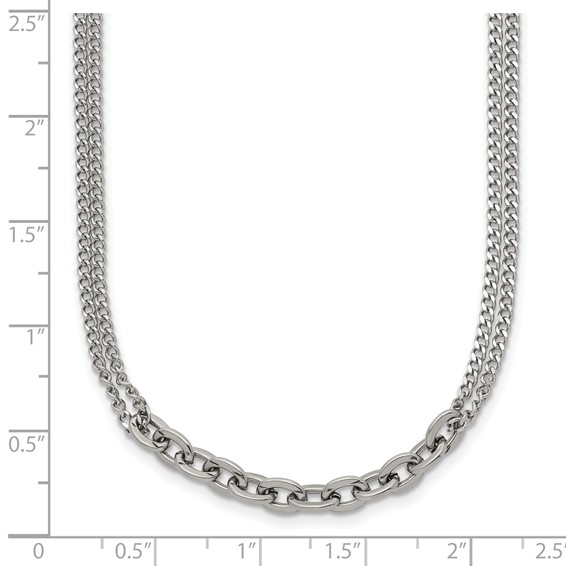 Chisel Stainless Steel Polished Two-Strand 18 inch Plus 2 inch Extension Necklace