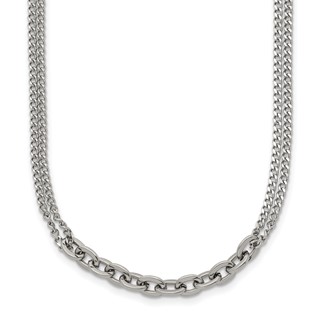 Chisel Stainless Steel Polished Two-Strand 18 inch Plus 2 inch Extension Necklace