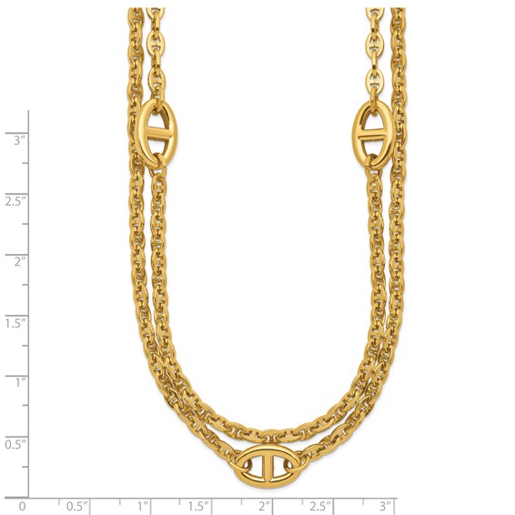 Chisel Stainless Steel Polished Yellow IP-plated Two-Strand Anchor Link 18 inch Plus a 2 inch Extension Necklace