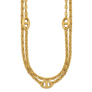 Chisel Stainless Steel Polished Yellow IP-plated Two-Strand Anchor Link 18 inch Plus a 2 inch Extension Necklace