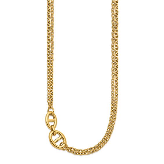 Chisel Stainless Steel Polished Yellow IP-plated Two-Strand 16 inch Plus a 2 inch Extension Necklace