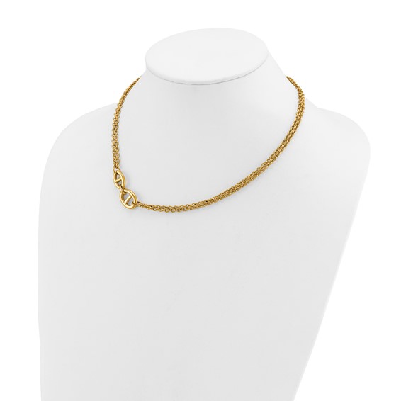 Chisel Stainless Steel Polished Yellow IP-plated Two-Strand 16 inch Plus a 2 inch Extension Necklace