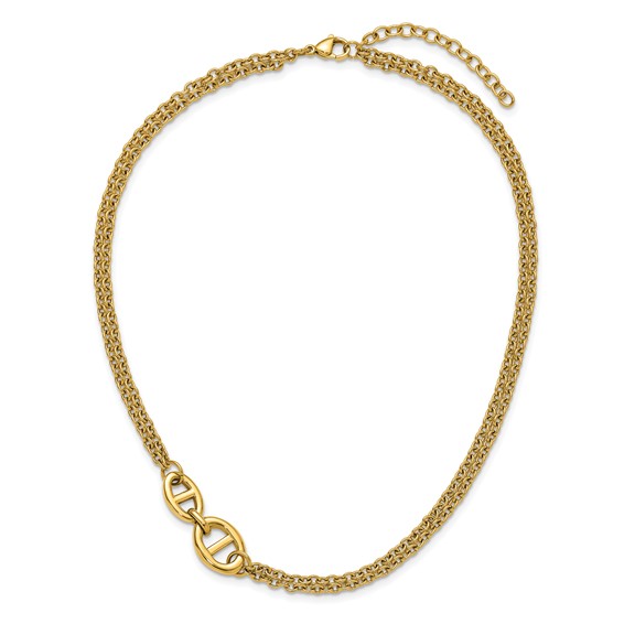Chisel Stainless Steel Polished Yellow IP-plated Two-Strand 16 inch Plus a 2 inch Extension Necklace