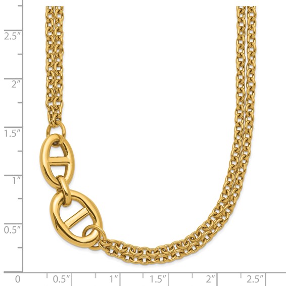 Chisel Stainless Steel Polished Yellow IP-plated Two-Strand 16 inch Plus a 2 inch Extension Necklace