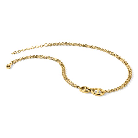 Chisel Stainless Steel Polished Yellow IP-plated Two-Strand 16 inch Plus a 2 inch Extension Necklace