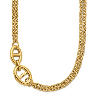 Chisel Stainless Steel Polished Yellow IP-plated Two-Strand 16 inch Plus a 2 inch Extension Necklace