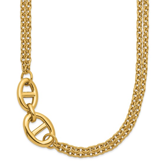 Chisel Stainless Steel Polished Yellow IP-plated Two-Strand 16 inch Plus a 2 inch Extension Necklace