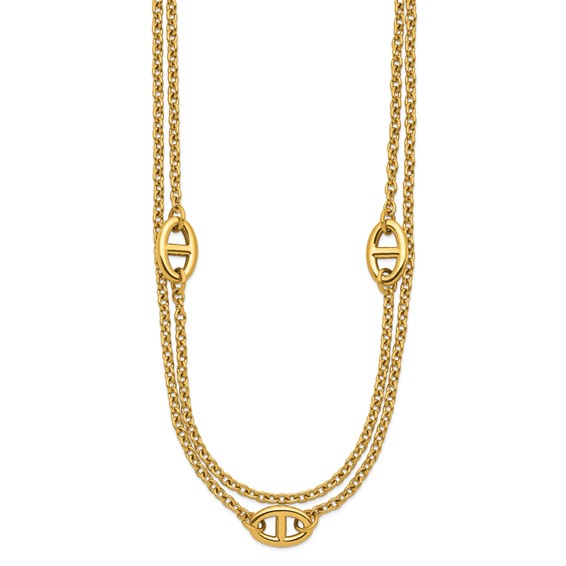 Chisel Stainless Steel Polished Yellow IP-plated Two-Strand 16 inch Plus a 2 inch Extension Necklace