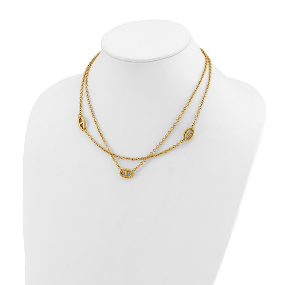 Chisel Stainless Steel Polished Yellow IP-plated Two-Strand 16 inch Plus a 2 inch Extension Necklace