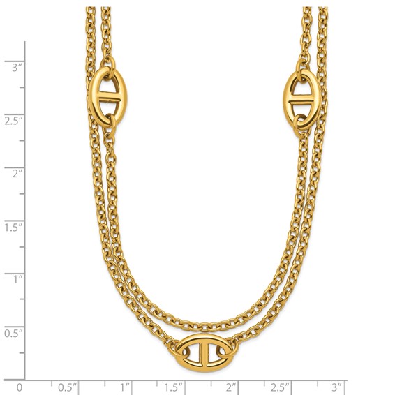 Chisel Stainless Steel Polished Yellow IP-plated Two-Strand 16 inch Plus a 2 inch Extension Necklace