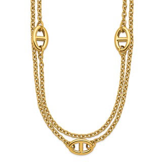 Chisel Stainless Steel Polished Yellow IP-plated Two-Strand 16 inch Plus a 2 inch Extension Necklace