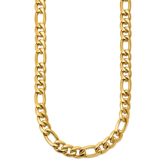 Chisel Stainless Steel Polished Yellow IP-plated 8mm Figaro Chain 24 inch Necklace