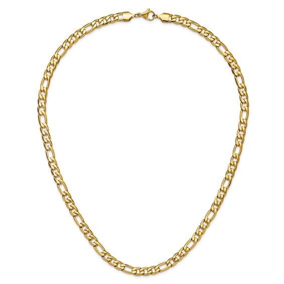 Chisel Stainless Steel Polished Yellow IP-plated 8mm Figaro Chain 24 inch Necklace