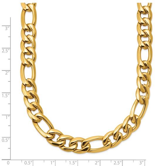 Chisel Stainless Steel Polished Yellow IP-plated 8mm Figaro Chain 24 inch Necklace
