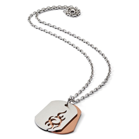 Stainless Steel Brushed & Polished Brown IP-plated Dog Tags Necklace