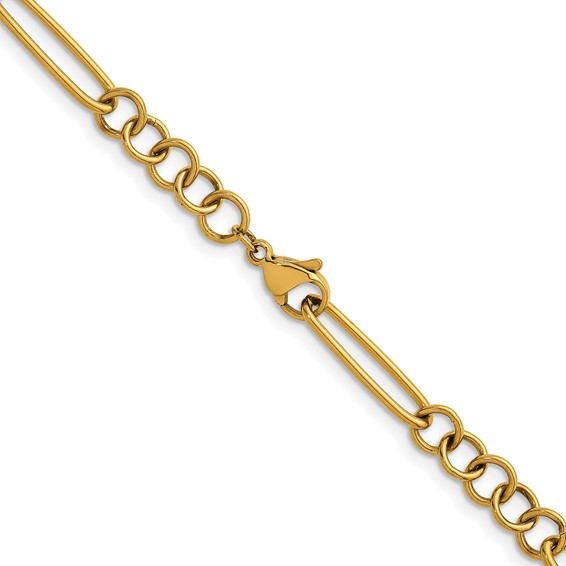 Stainless Steel Polished Yellow IP 5.25mm Pocket Watch Chain Style Necklace