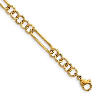 Stainless Steel Polished Yellow IP 5.25mm Pocket Watch Chain Style Necklace