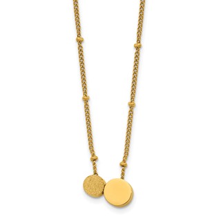 Stainless Steel Polished/Lasered Yellow IP Circles 18in w/2in ext. Necklace