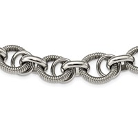 Stainless Steel Polished Fancy Link Necklace, 22" view 3