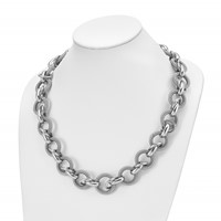 Stainless Steel Polished Fancy Link Necklace, 22" view 4