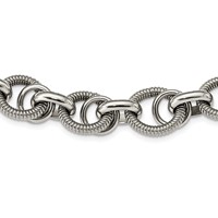 Stainless Steel Polished Fancy Link Necklace, 22" view 1